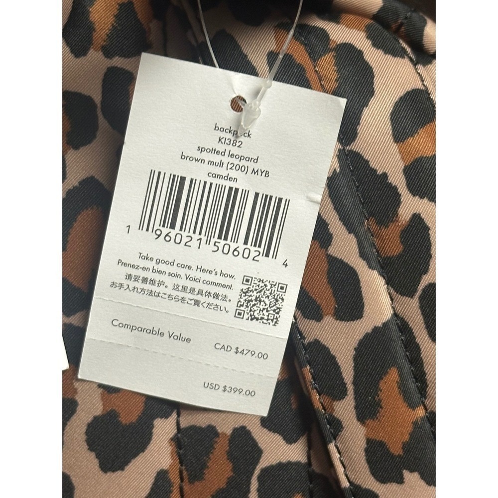 Kate Spade New York Quilted Leopard Print Backpack Bag Brown Multi Camden - Picture 5 of 5